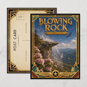 Postal Blowing Rock Carolina del Norte Arte Deco Vintage