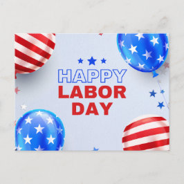 Postal Blue and Red Illustrated Happy Labour Day