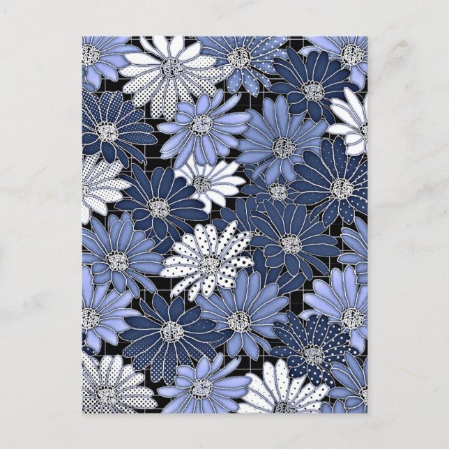 Postal Blue and White Daisy Pattern (Anverso)