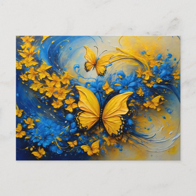 Postal Blue and Yellow Butterfly # 3 (Anverso)