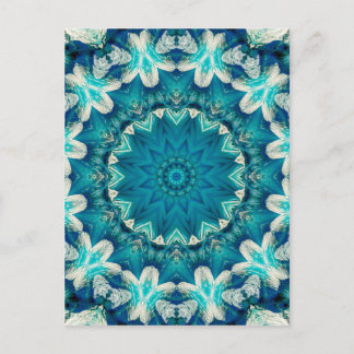 Postal Blue Aqua Mandala Rosette Retro Hippie