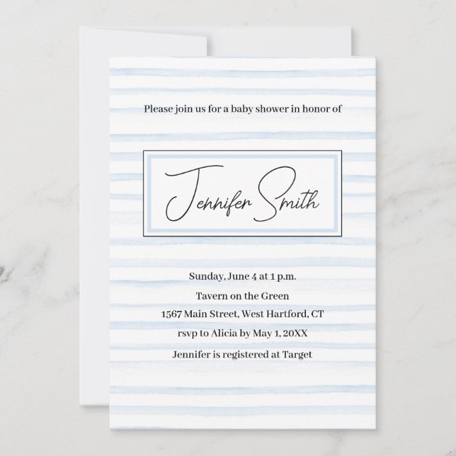 postal BLUE BABY SHOWER INVITATION (Anverso)