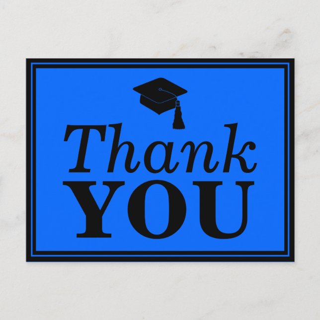 Postal Blue Black Grad Cap Gracias (Anverso)