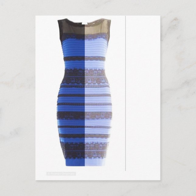 Postal Blue Black Vress White & Gold Split Photo Pic (Anverso)