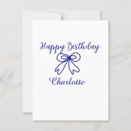 Postal Blue bow CUTIE AGREGAR NOMBRE DE BEBÉ feliz cumple