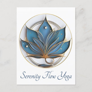 Postal Blue Brown Resumen Lotus Flower Elegante