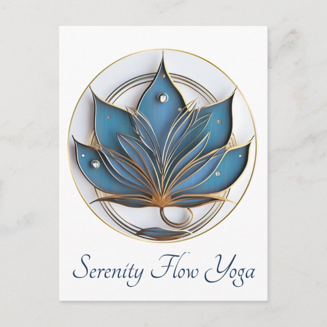 Postal Blue Brown Resumen Lotus Flower Elegante (Anverso)