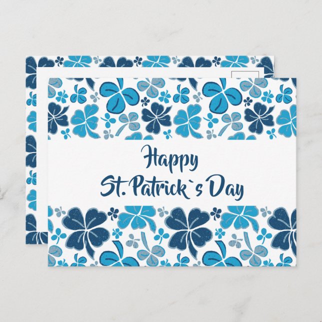Postal Blue Clover Shamrock Pattern St. (Anverso / Reverso)