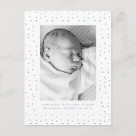 Postal Blue Confetti Baby Birth Announcement Postcard