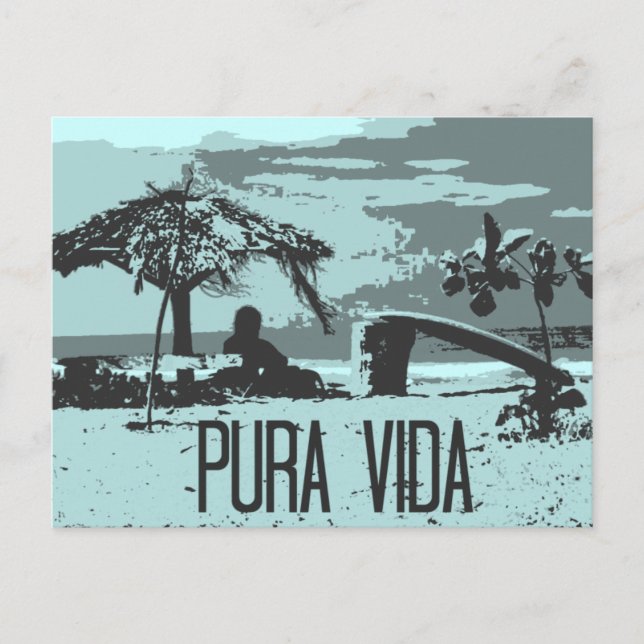 Postal Blue Costa Rica Pura Vida Surfer (Anverso)