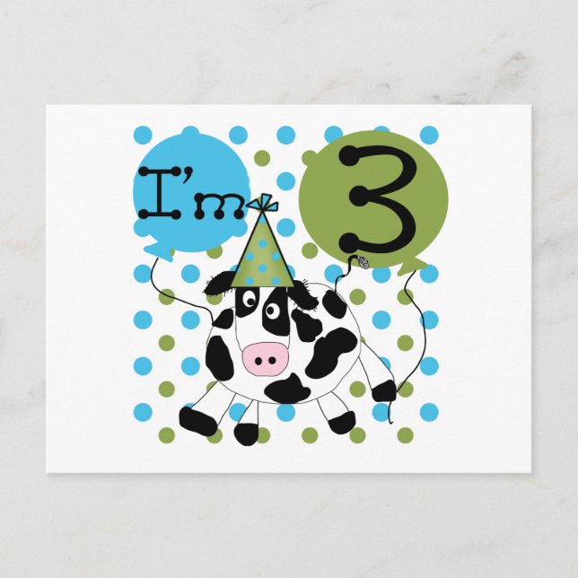 Postal Blue Cow camisetas de cumpleaños y regalos (Anverso)
