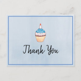 Postal Blue Cupakes Birday Gracias
