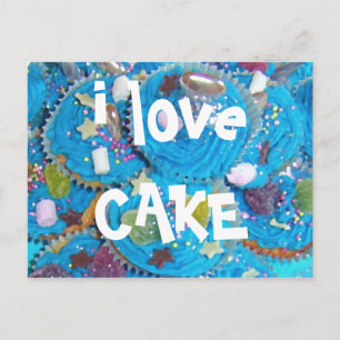 Postal Blue Cupcakes 'I love CAKE'