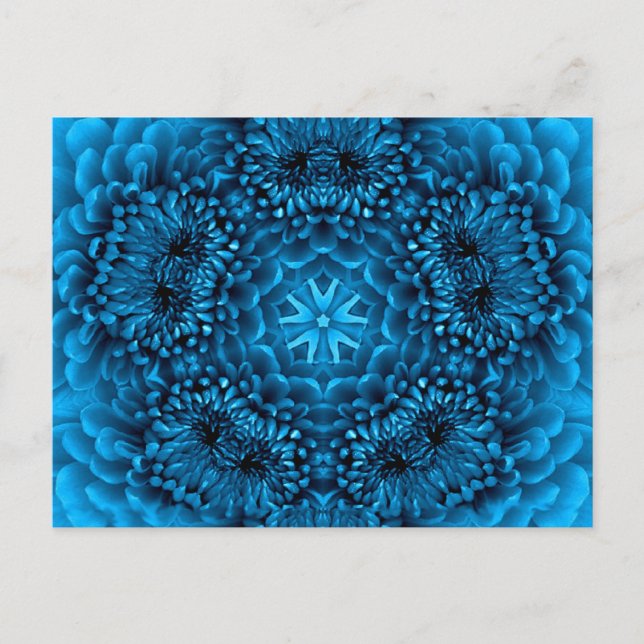 Postal BLUE DAHLIA FlOWER Resumen Floral (Anverso)