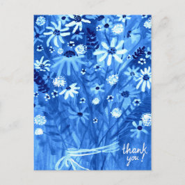 Postal Blue Daisy Bouquet Gracias