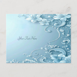 Postal Blue Decorative Floral Postcard