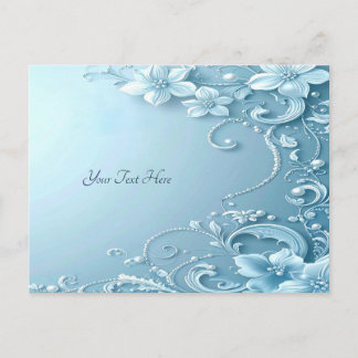 Postal Blue Decorative Floral Postcard