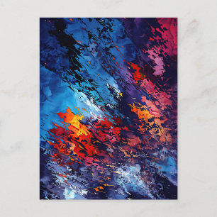 Postal Blue Ember Blue Red Contemporary Resumen Arte
