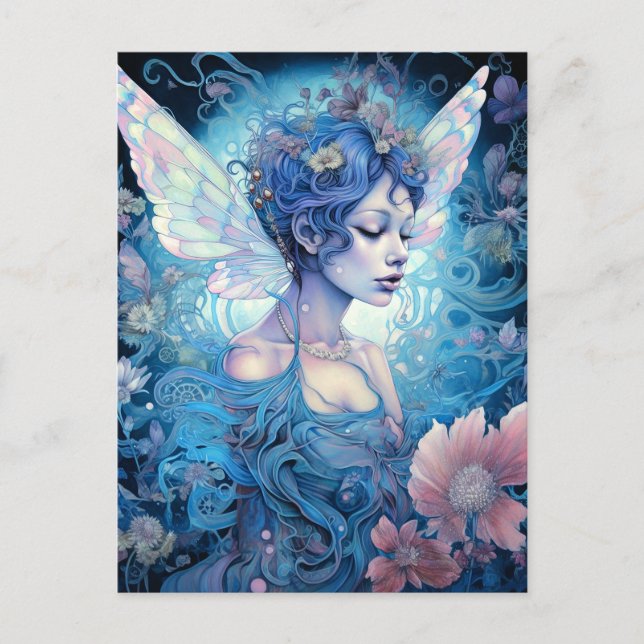 Postal Blue Fairy Fantasy Art (Anverso)