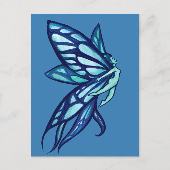 Postal Blue Fairy Wings Faerie Garden Art (Anverso)