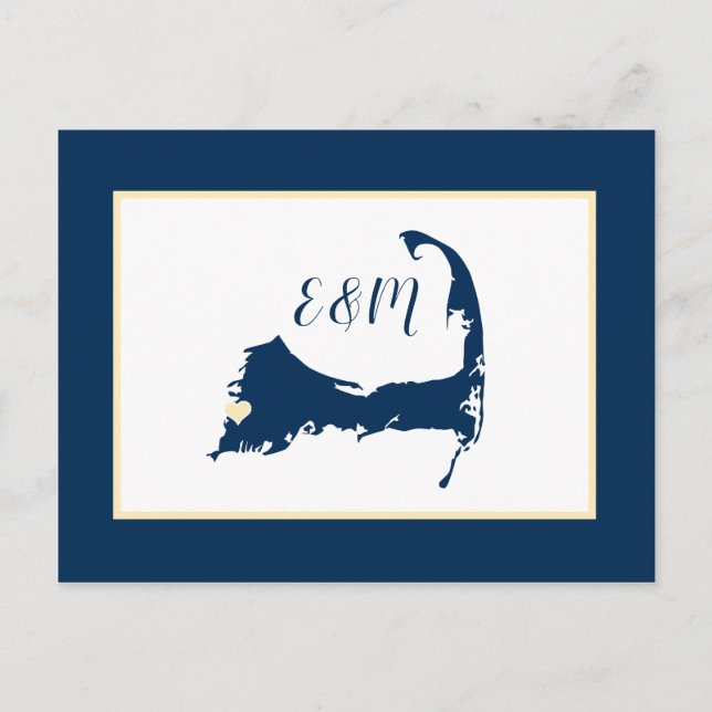 Postal Blue Falmouth Cod Wedding Save the Date (Anverso)