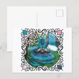 Postal Blue Fantasy Eastern Dragon Tea Time