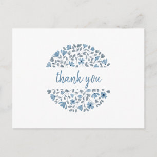 Postal Blue Floral acuarela Gracias