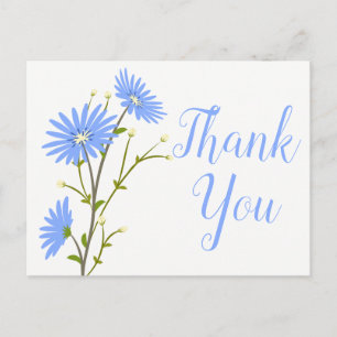Postal Blue Floral Gracias Daisy Flower Boda Daisies