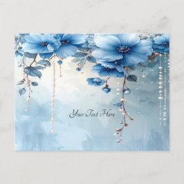 Postal Blue Flowers and Pearls Postcard