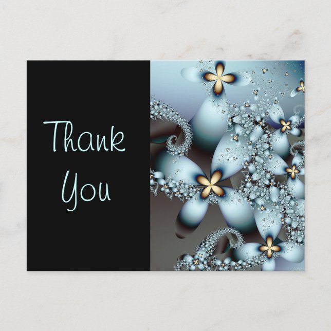Postal Blue Gold Cute Abstract Floral (Anverso)