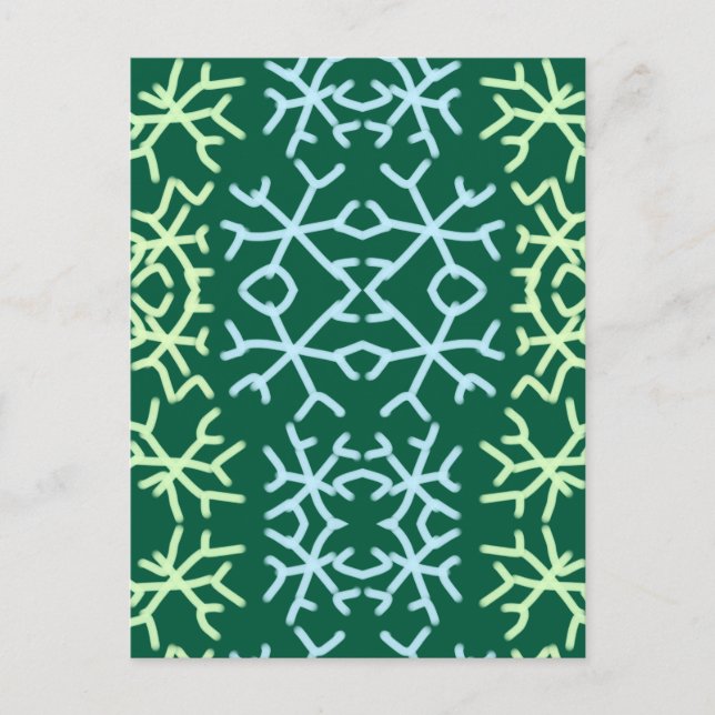 Postal Blue gr Nieve flakes patrón de nieve Navidad (Anverso)