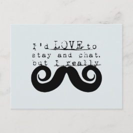Postal Blue Grey Black Funny Humor I Mustache