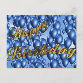 Postal Blue Happy Birday