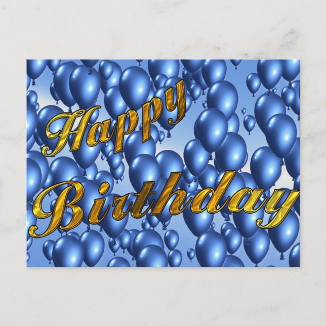 Postal Blue Happy Birday (Anverso)