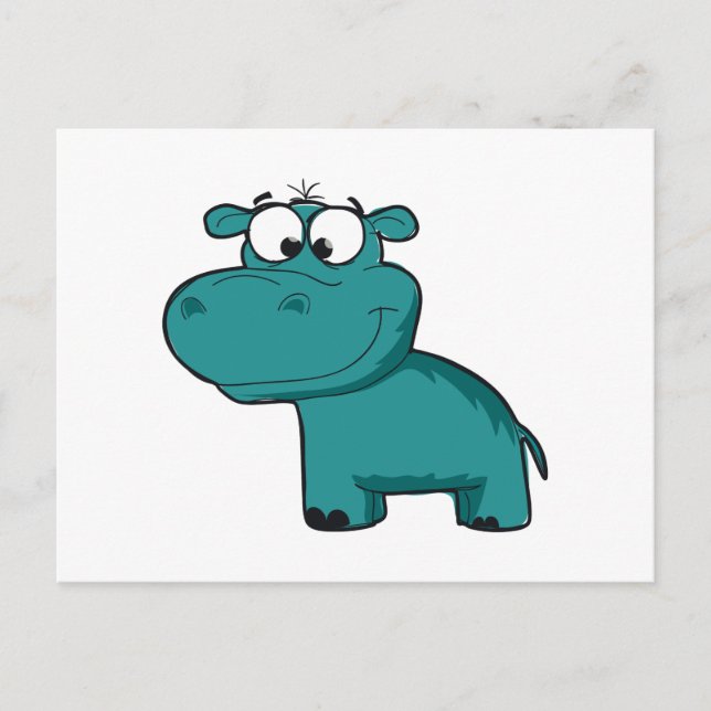 Postal Blue Happy Hippo (Anverso)