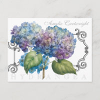 Blue Hydrangea Floral Monogramed Name