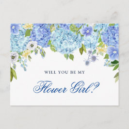 Postal Blue Hydrangea Floral Will You Be My Flower Girl