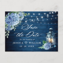 Blue Hydrangea Lantern Wedding Save the Date