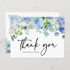 Postal Blue Hydrangea Winter Floral Boda Gracias