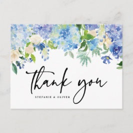 Postal Blue Hydrangea Winter Floral Boda Gracias