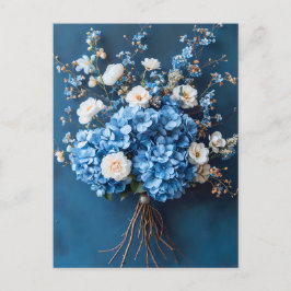 Postal Blue Hydrangeas and White Blossoms