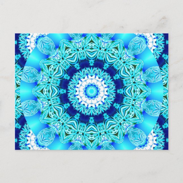 Postal Blue Ice Lace Doily, Abstract Aqua (Anverso)