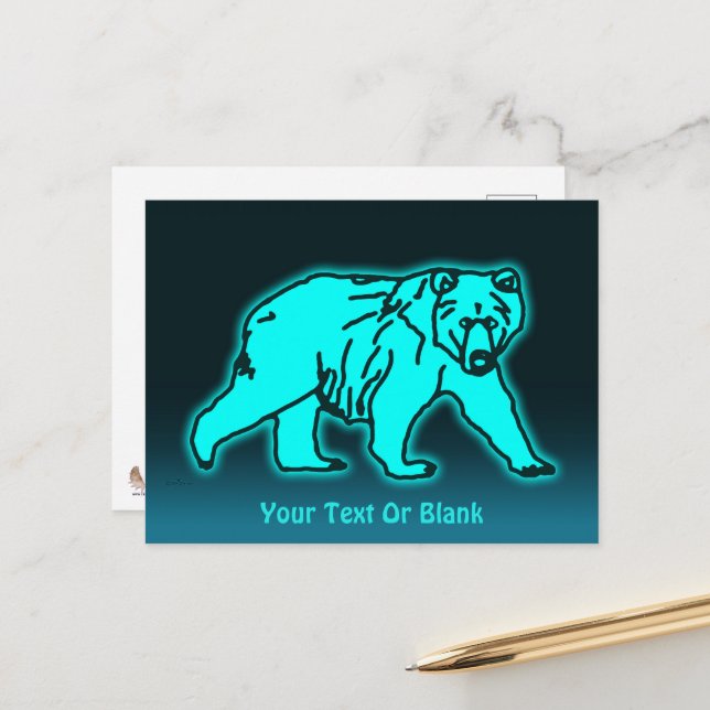 Postal Blue Kodiak Bear (Anverso/Reverso In Situ)