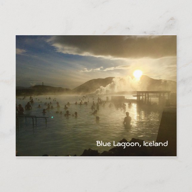 Postal Blue Lagoon Islandia Sunshine Postcard con escritu (Anverso)