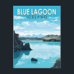Postal Blue Lagoon Islandia Viaje al arte Vintage<br><div class="desc">Diseño de arte vectorial de la laguna azul islandesa. El Blue Lagoon es un spa geotérmico situado en el suroeste de Islandia. El spa está situado en un campo de lava cerca de Grindavík y frente al monte Thorbjörn,  en la península de Reykjanes.</div>