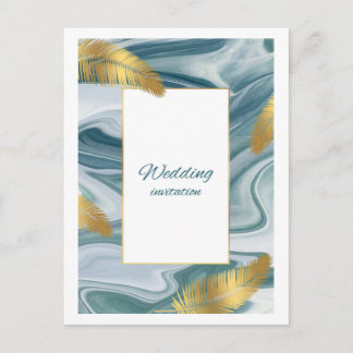 Postal Blue Liquid Marble Wedding Invitation | Premium El