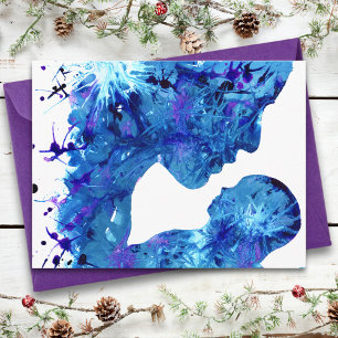 Postal Blue Madonna y Niño Navidad Cristiana