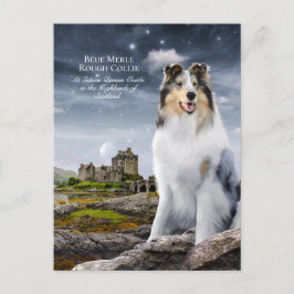 Postal Blue Merle Rough Collie en el Castillo Eilean Dona