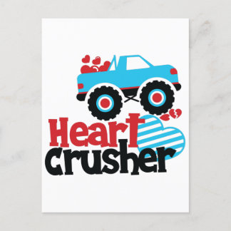 Postal Blue Monster Truck Heart Crusher Valentine