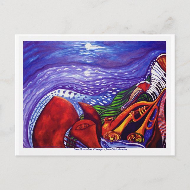 Postal Blue Moon Over Chicago POST CARD (Anverso)